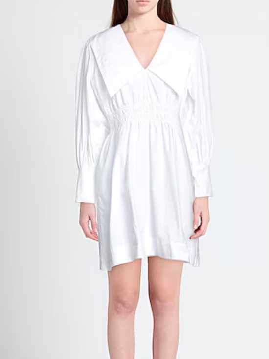 Ganni Dresses & Skirts - GANNI Organic Cotton Poplin Oversized Collar White Mini Dress XS 36